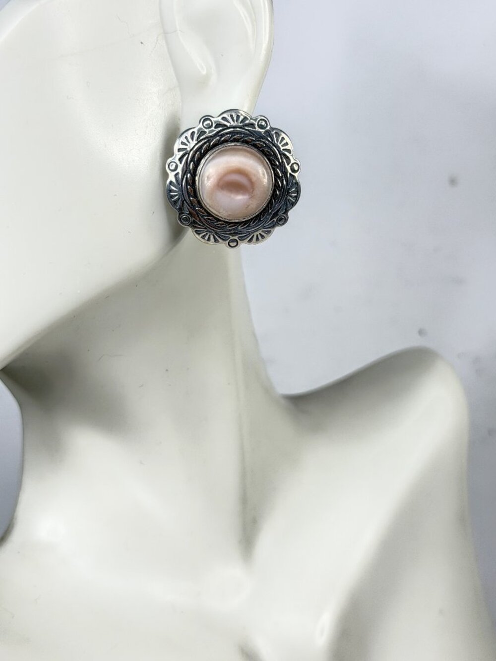1940s Coro Sterling Silver Mother of Pearl Clip-On Earrings JR2152